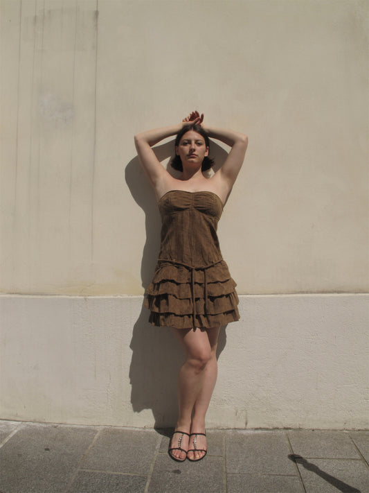 Robe froufrous en daim