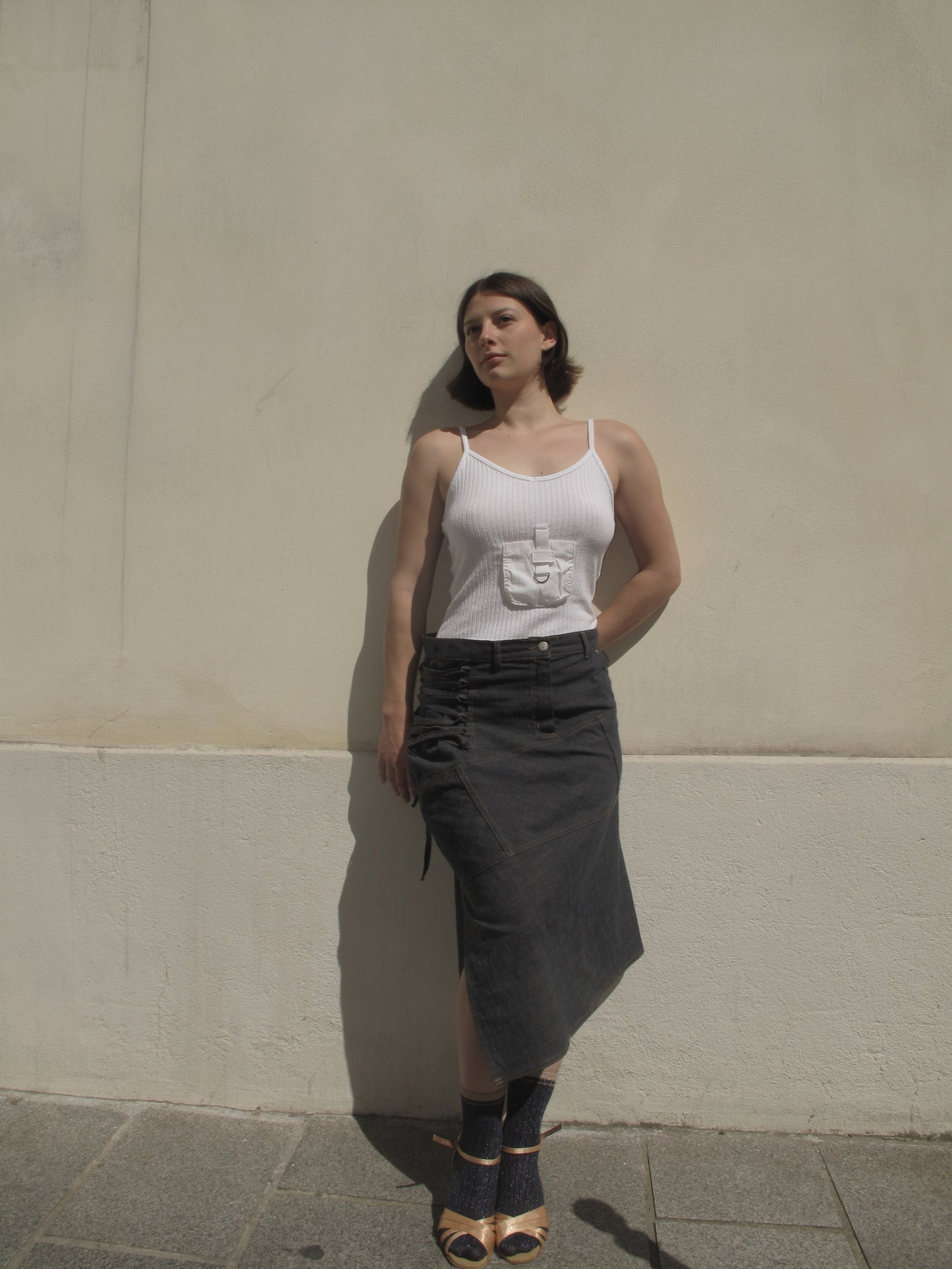 Jupe en denim à lacets