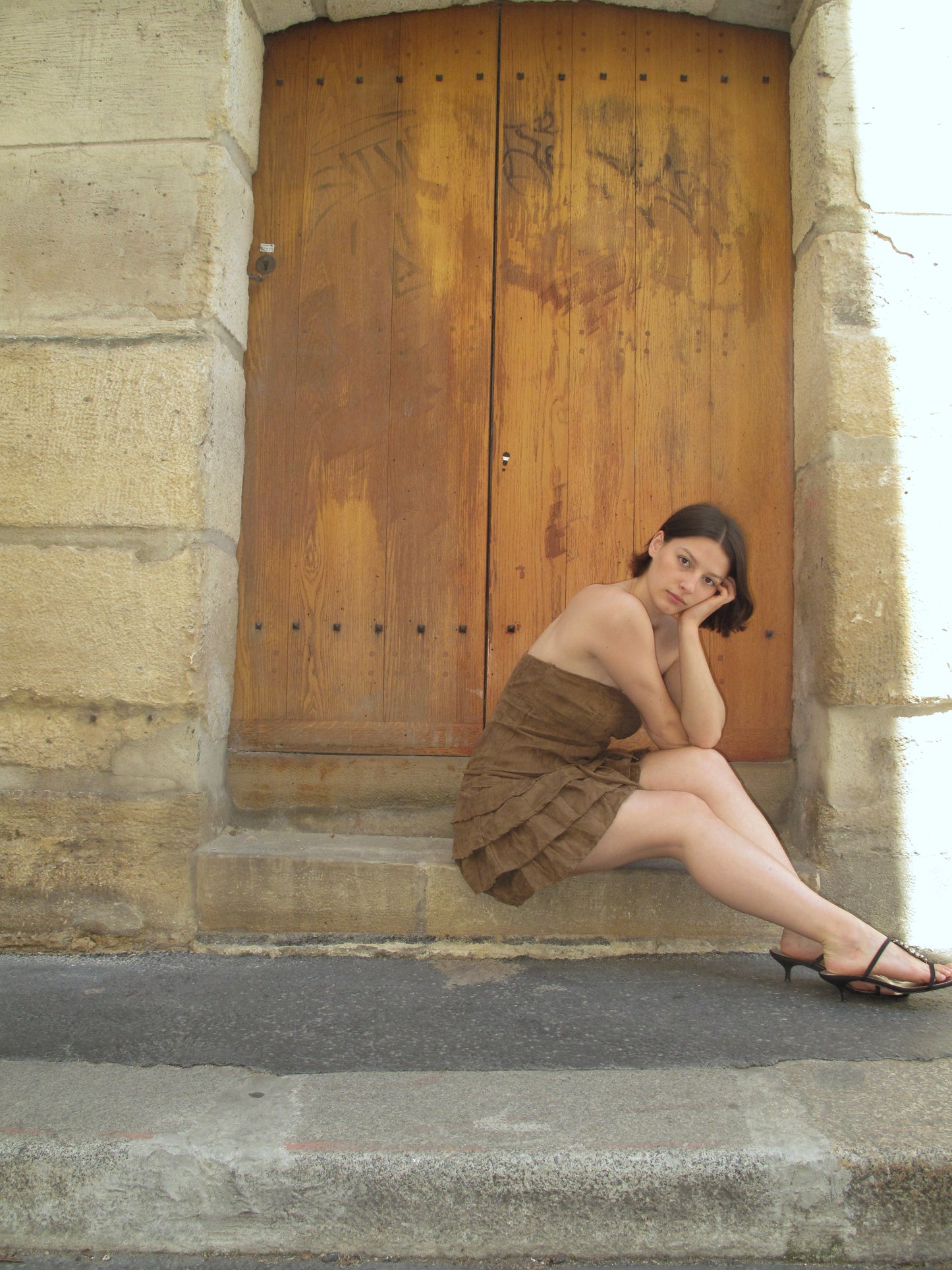 Robe froufrous en daim